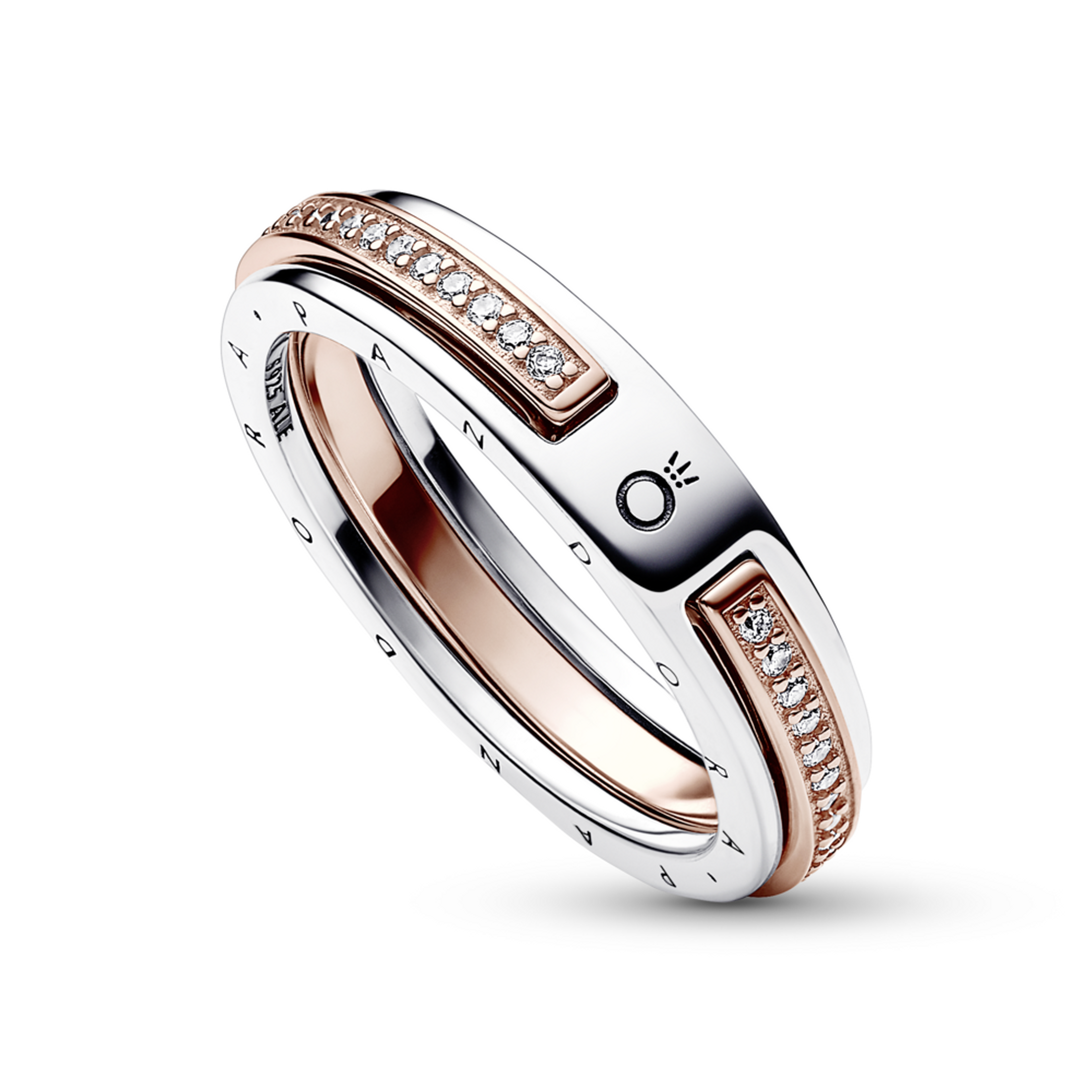 PANDORA Signature dvoubarevný prsten Logo a pavé 54 - galerie #3