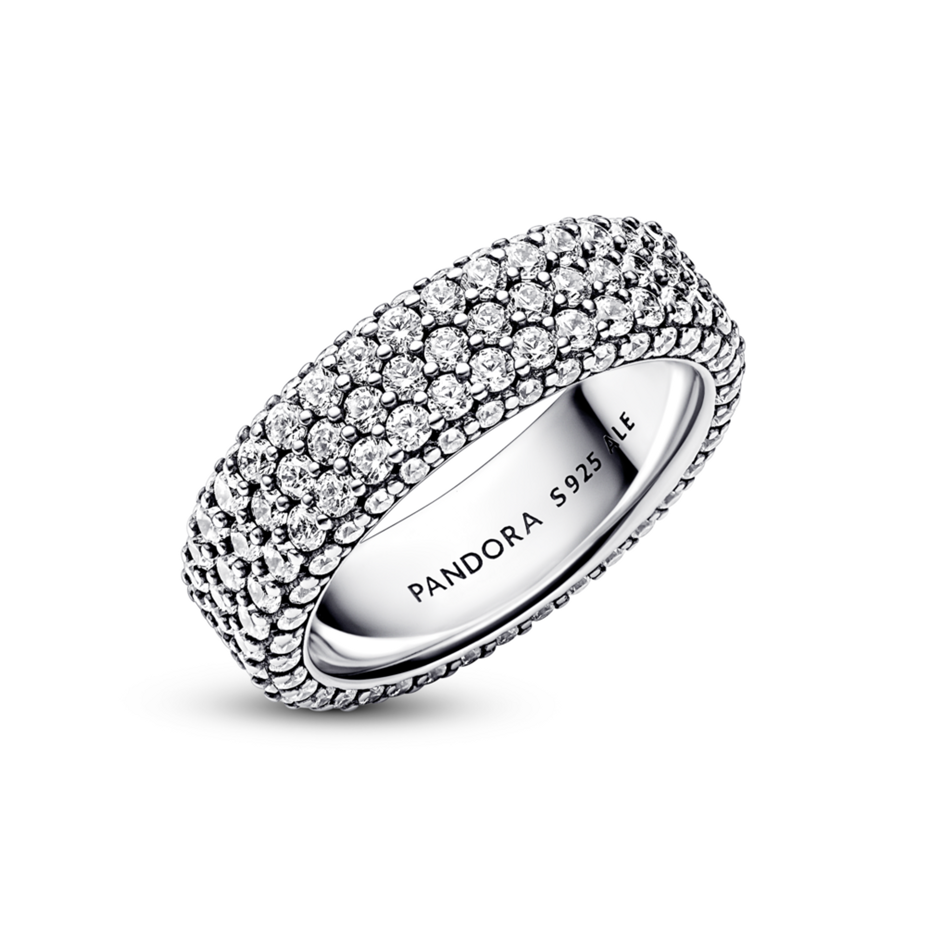 PANDORA prsten se třemi řadami pavé - galerie #1