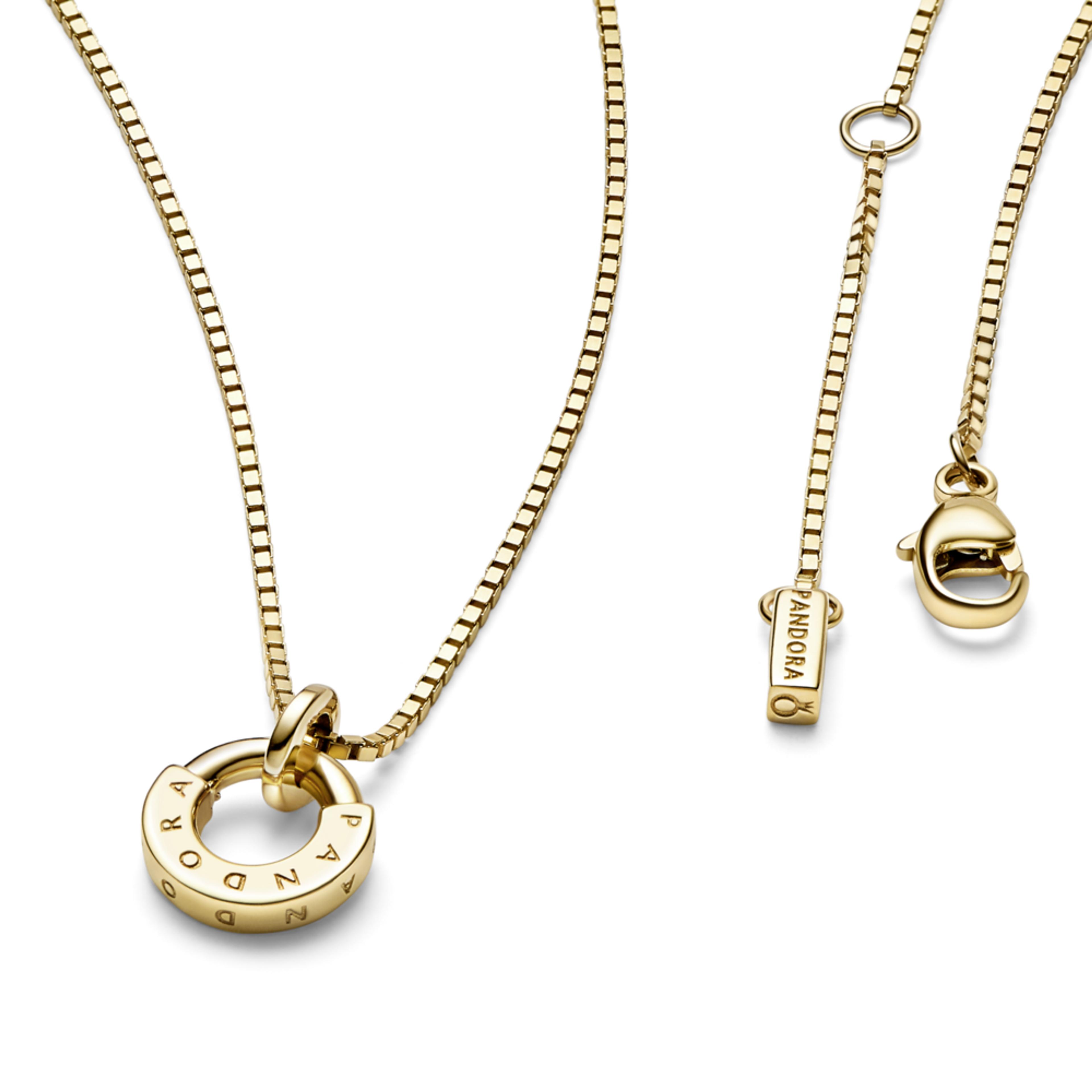 PANDORA krátký zlatý náhrdelník Signature s I-D - galerie #2