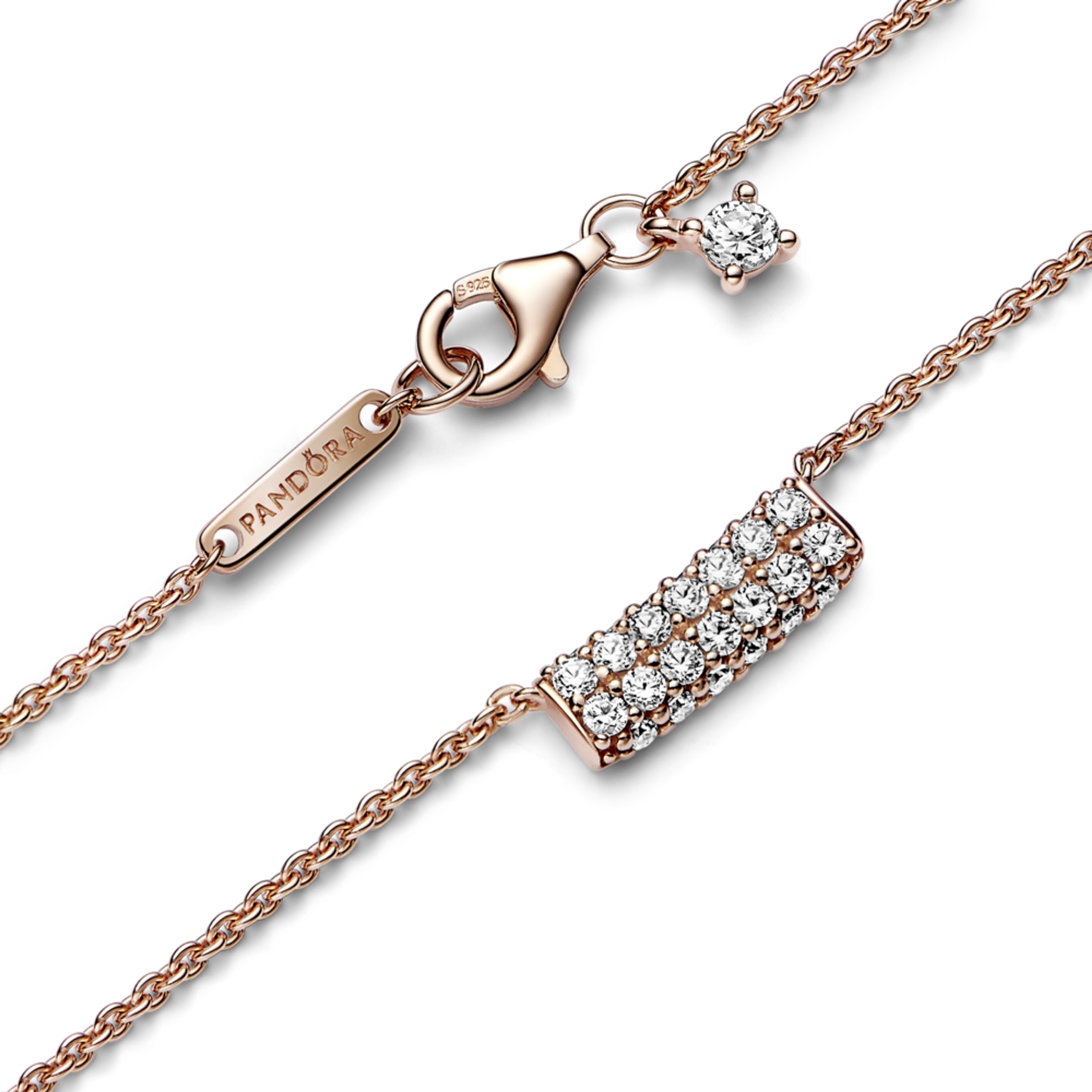 PANDORA Timeless náhrdelník s dvouřadou tyčinkou s pavé - galerie #3