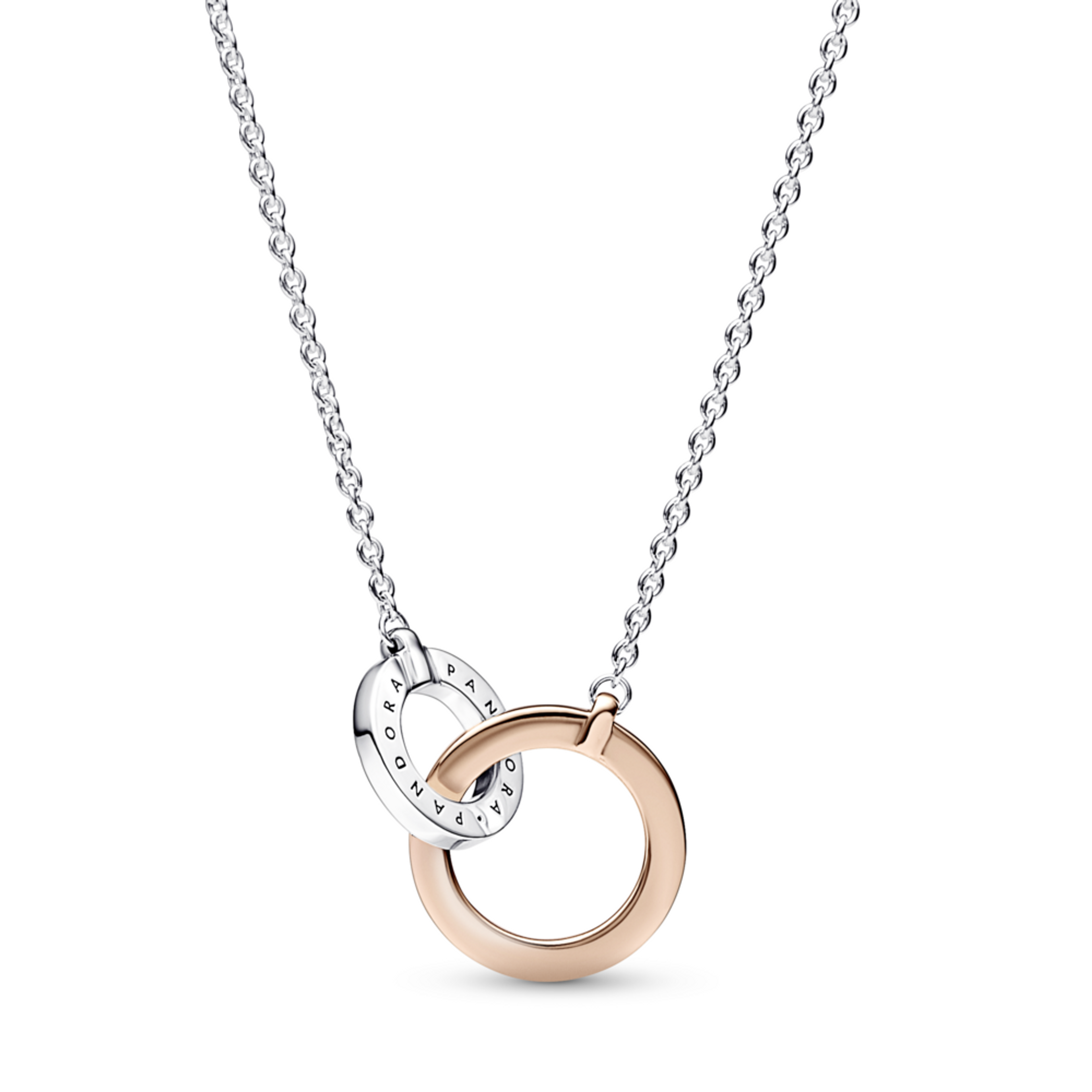 PANDORA Signature dvoubarevný náhrdelník Propletené kroužky - galerie #2