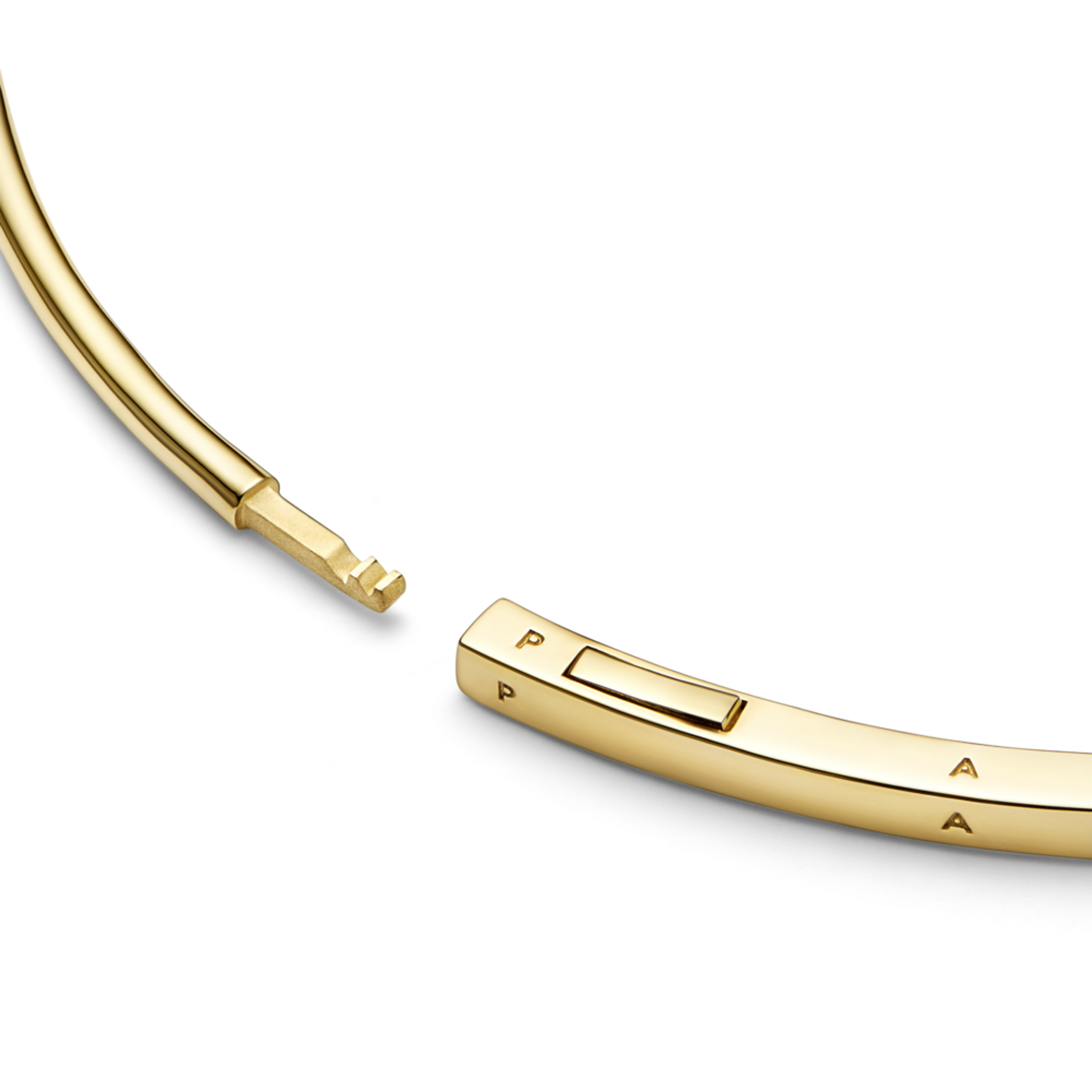 PANDORA zlatý pevný náramek Signature s I-D - galerie #1