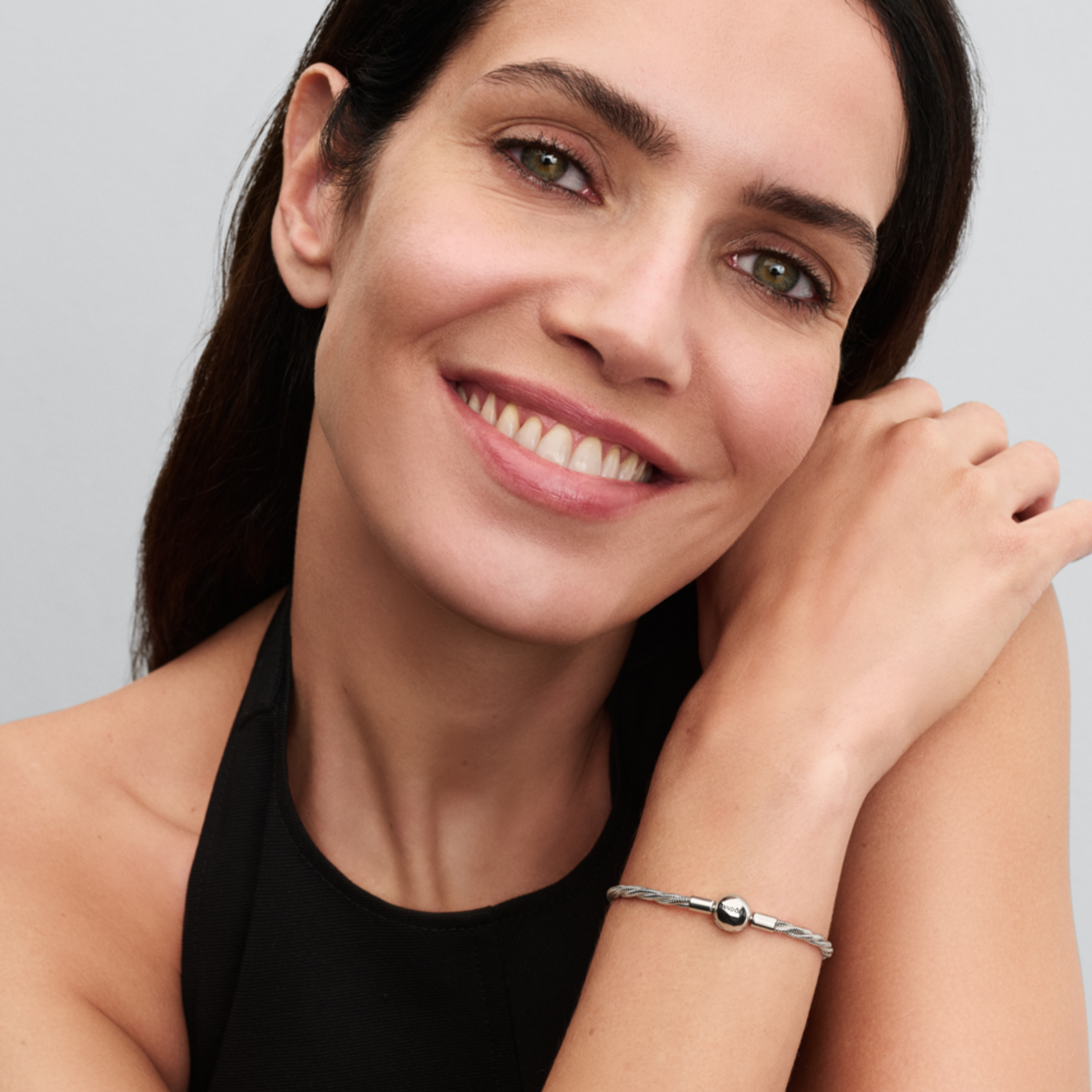 PANDORA Zkroucený hadovitý řetízek s kulatou sponou Pandora - galerie #1