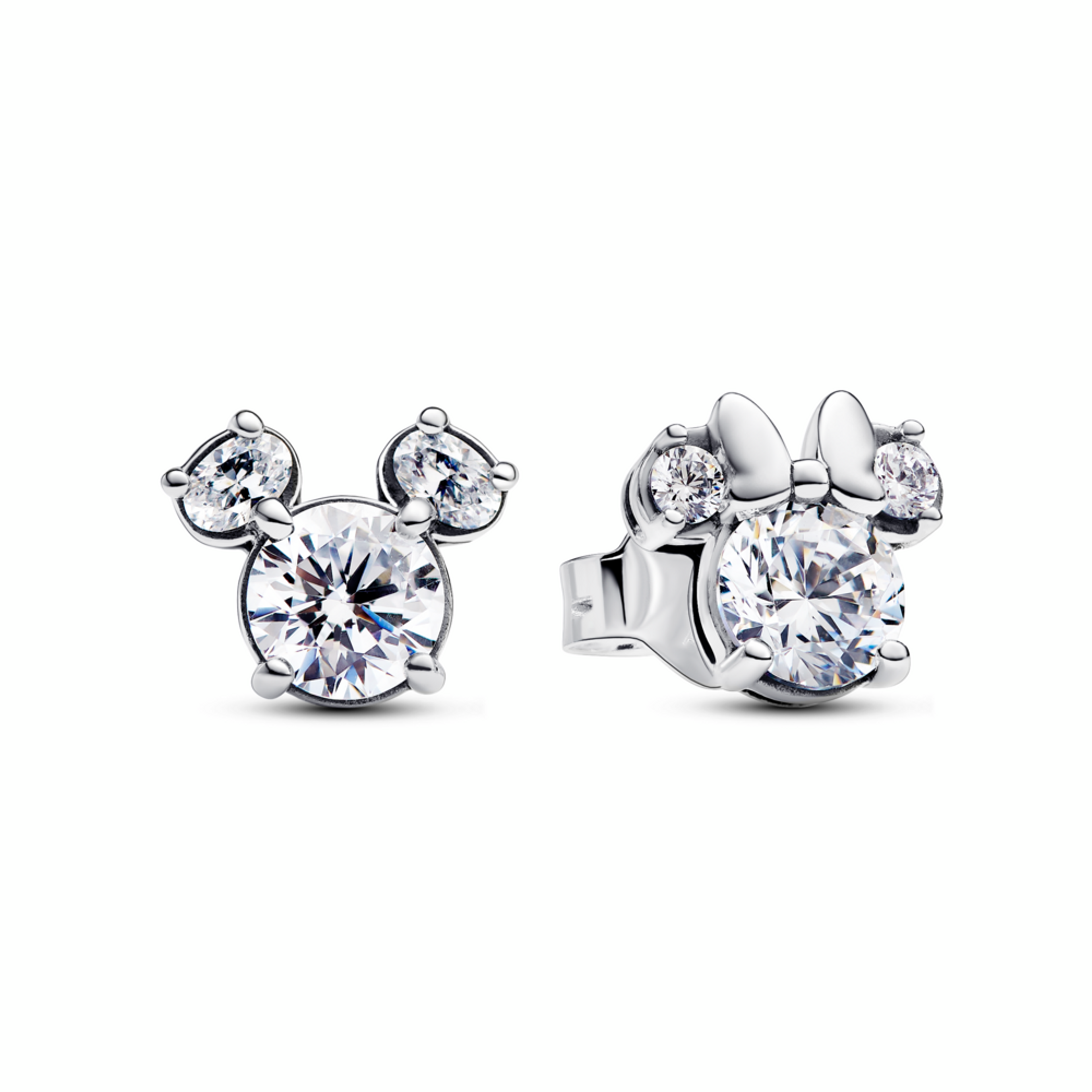 PANDORA Třpytivé peckové náušnice Disney Mickey Mouse  a Minnie Mouse