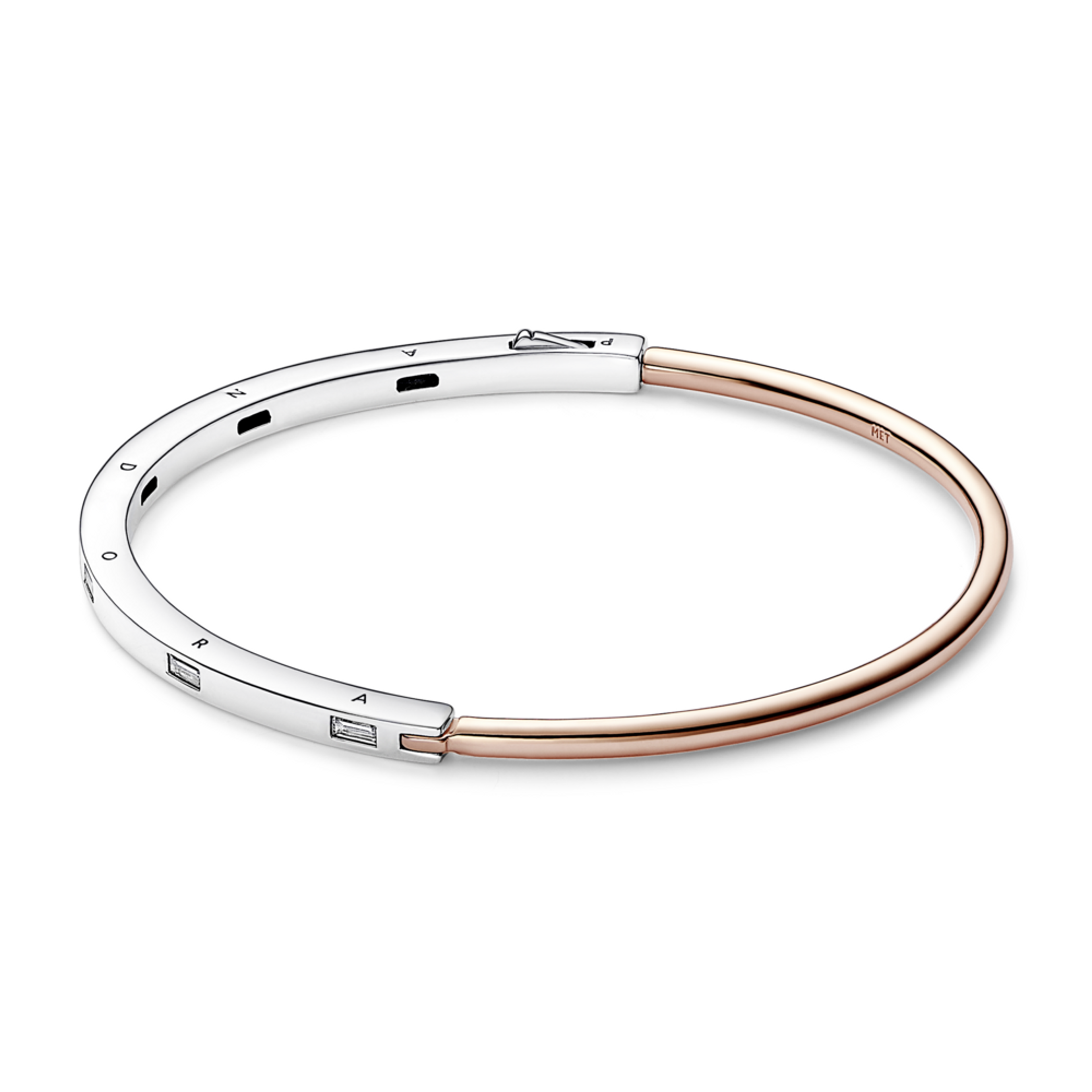 PANDORA dvoubarevný pevný náramek Signature kameny s I-D