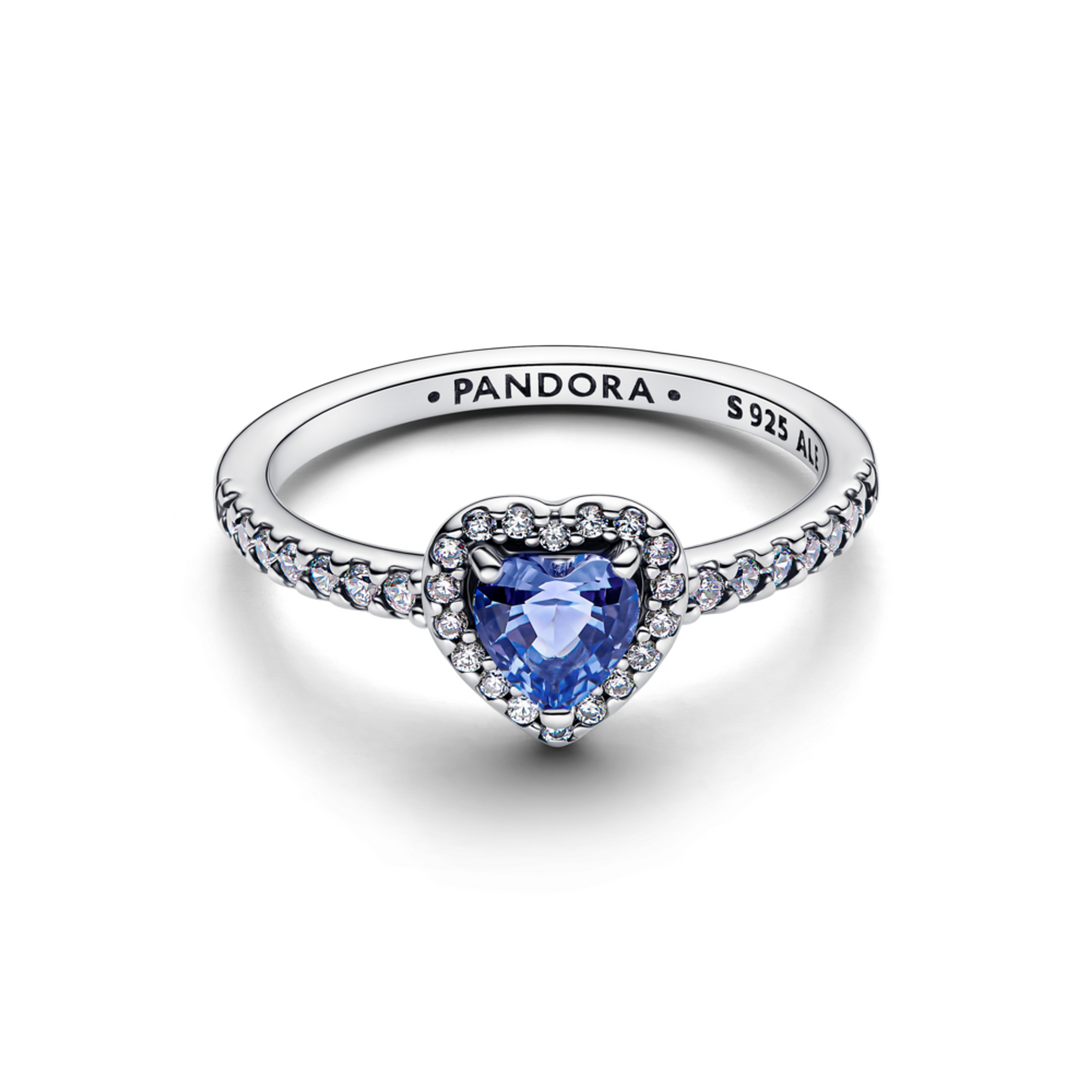 PANDORA Prsten vyvýšené modré srdce - galerie #1
