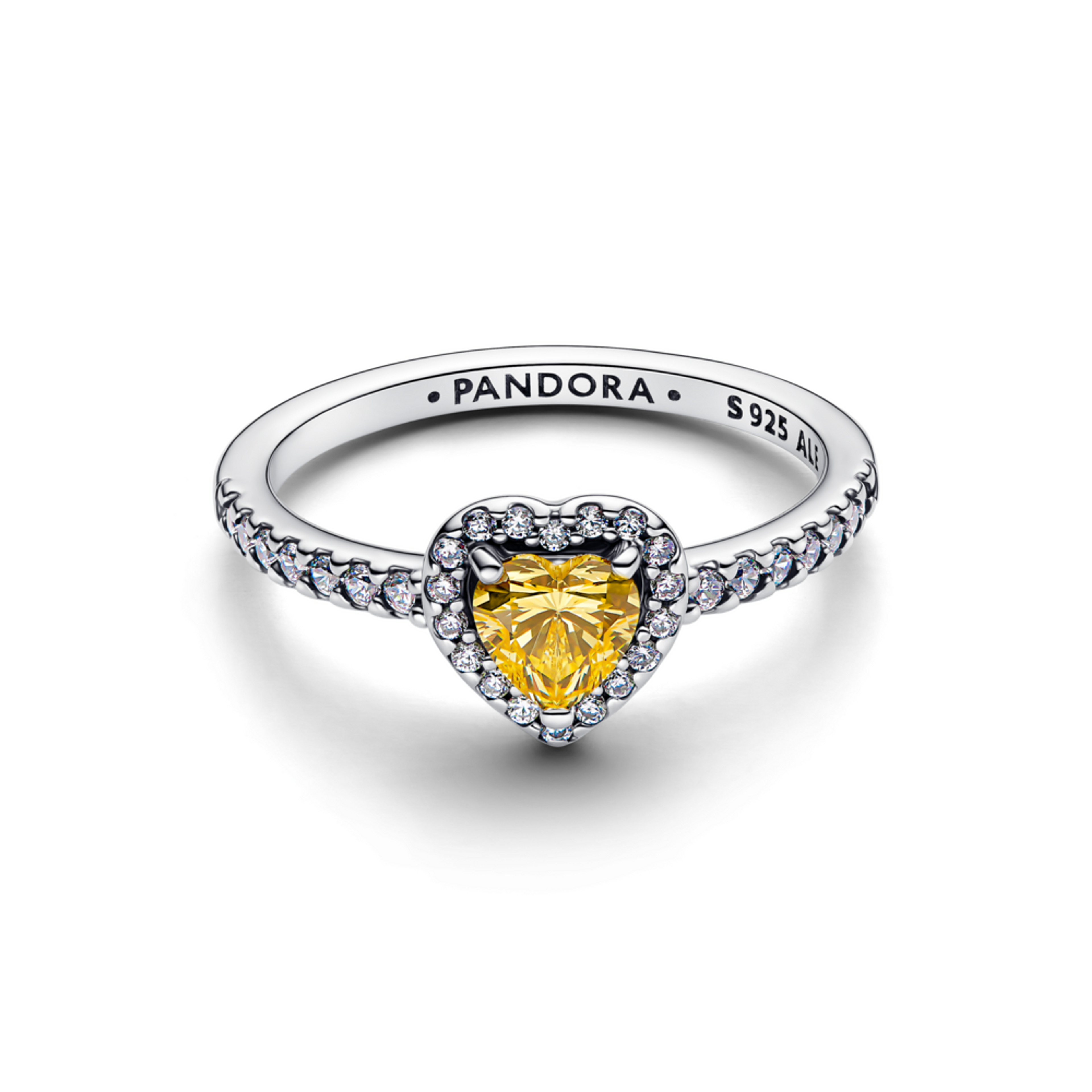 PANDORA Prsten vyvýšené žluté srdce - galerie #1