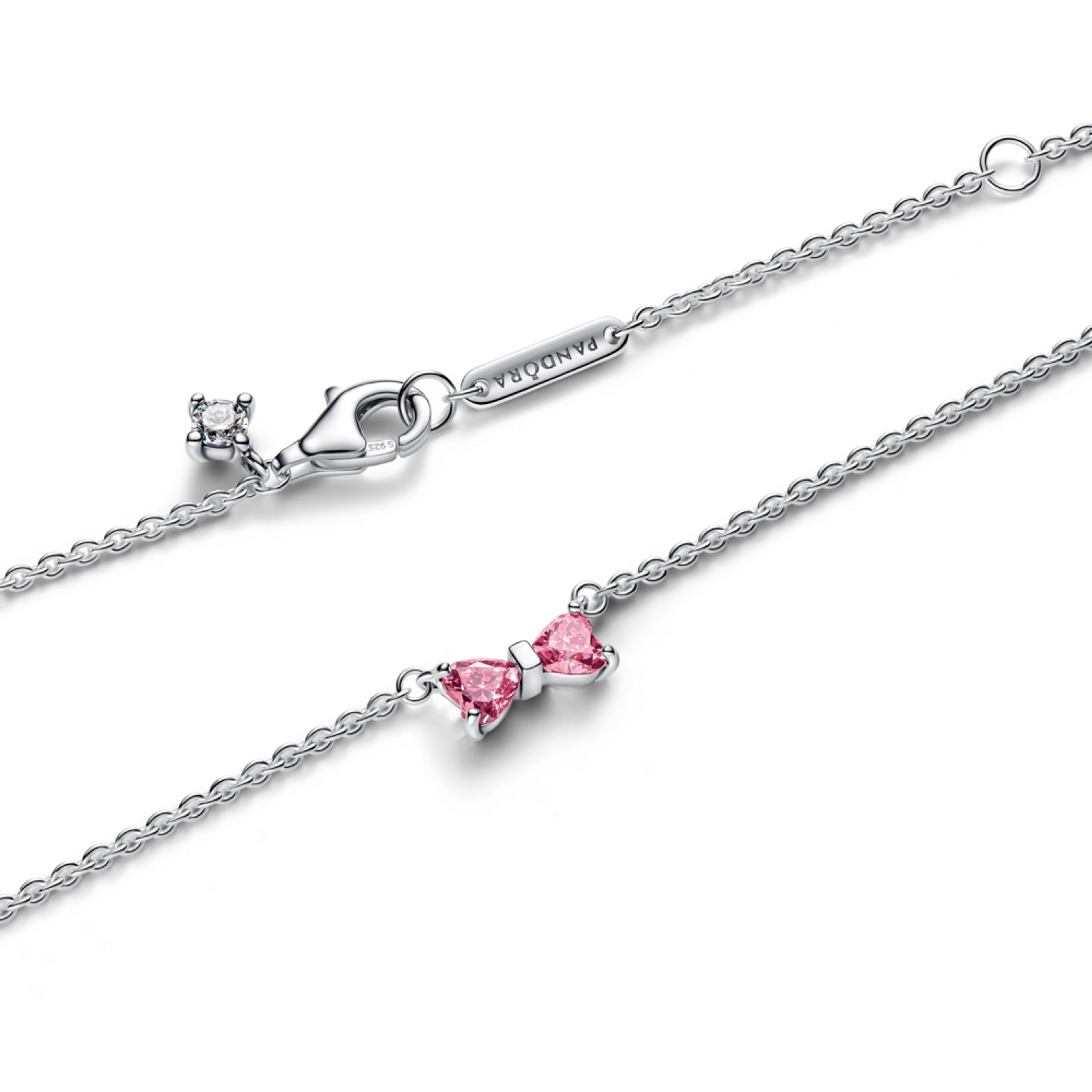 PANDORA Náhrdelník s přívěskem růžová Mašlička - galerie #2