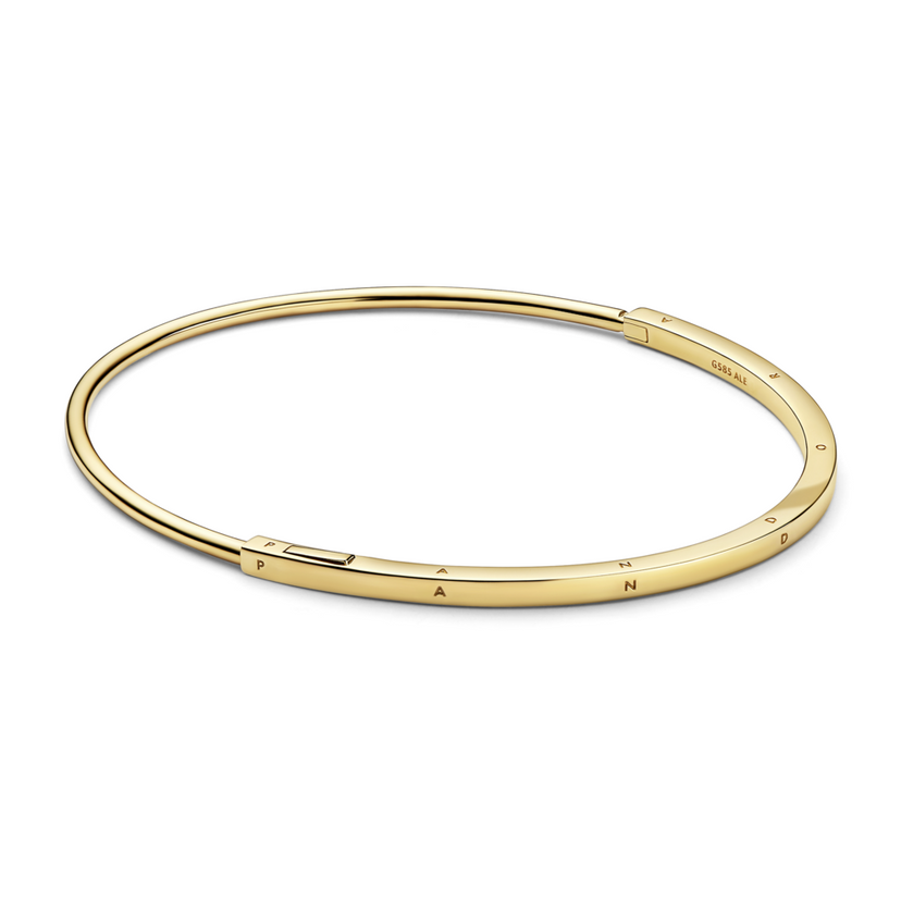 PANDORA zlatý pevný náramek Signature s I-D