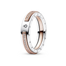 PANDORA Signature dvoubarevný prsten Logo a pavé 54
