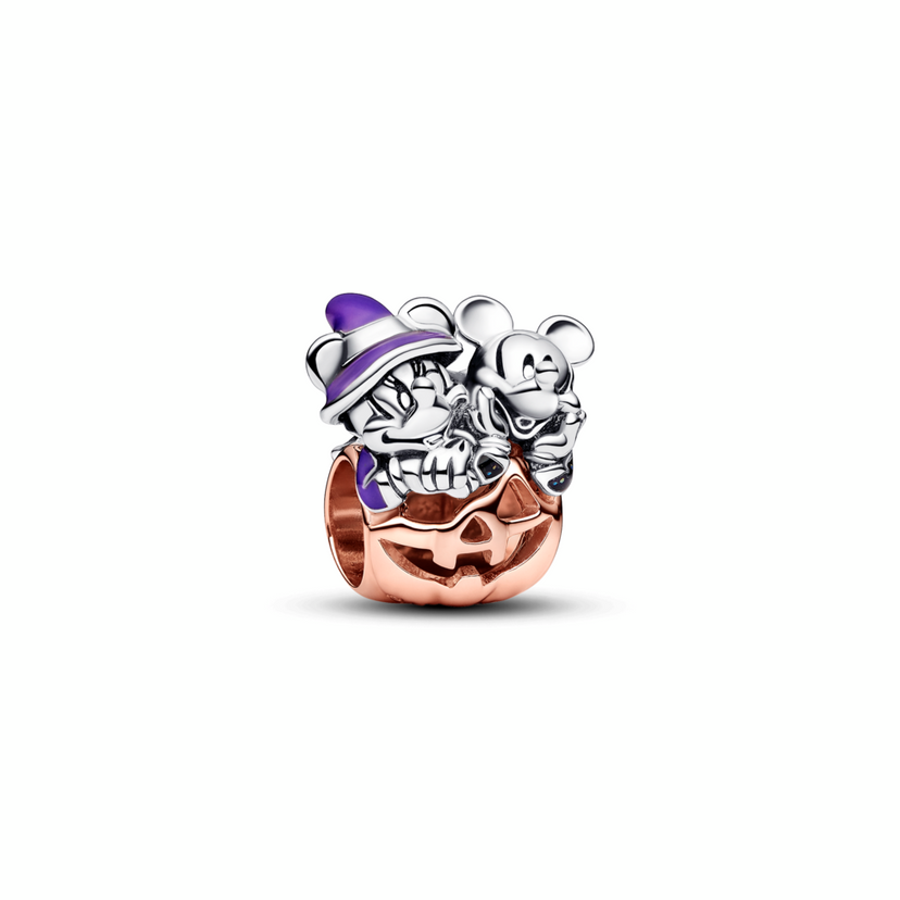 PANDORA Halloweenský dýňový přívěsek Disney Mickey Mouse a Minnie Mouse