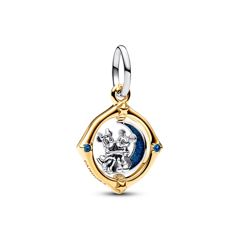 PANDORA Disney přívěsek Mickey Mouse & Minnie Mouse Dvoubarevný otáčející se měsíc