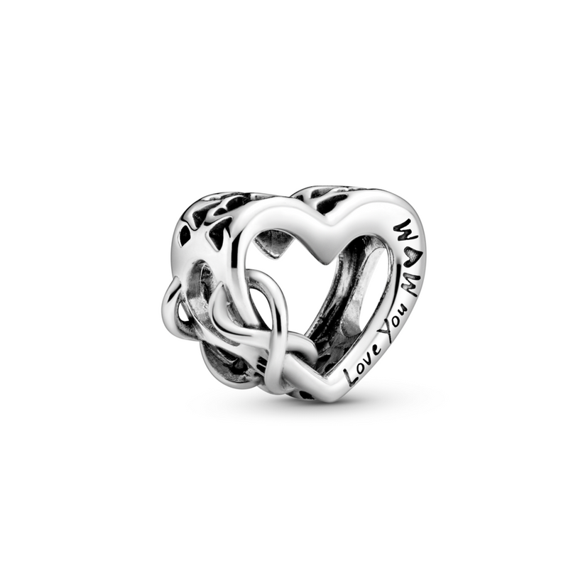 PANDORA přívěsek Nekonečno, srdce a Love You Mum