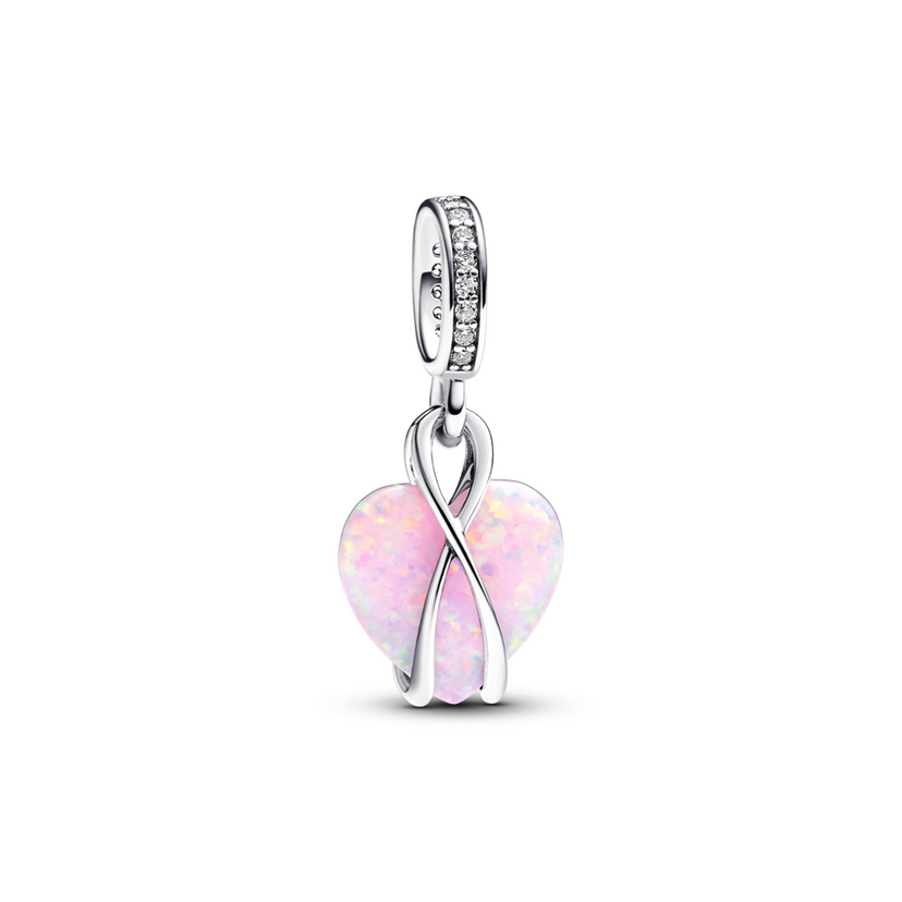 PANDORA přívěsek Opaleskující srdce se slovem Mum