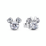 PANDORA Třpytivé peckové náušnice Disney Mickey Mouse  a Minnie Mouse