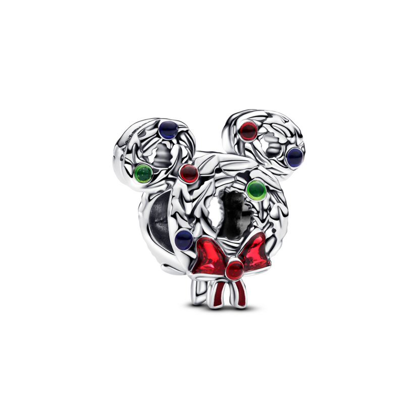 PANDORA přívěsek Disney Mickey Mouse – Vánoční věnec