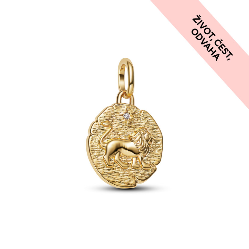 PANDORA pozlacený Medailonkový přívěsek Lev