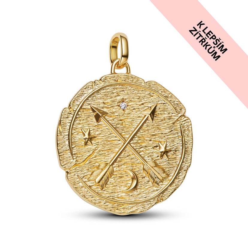 PANDORA pozlacený Velký medailonkový přívěsek Zkřížené šípy