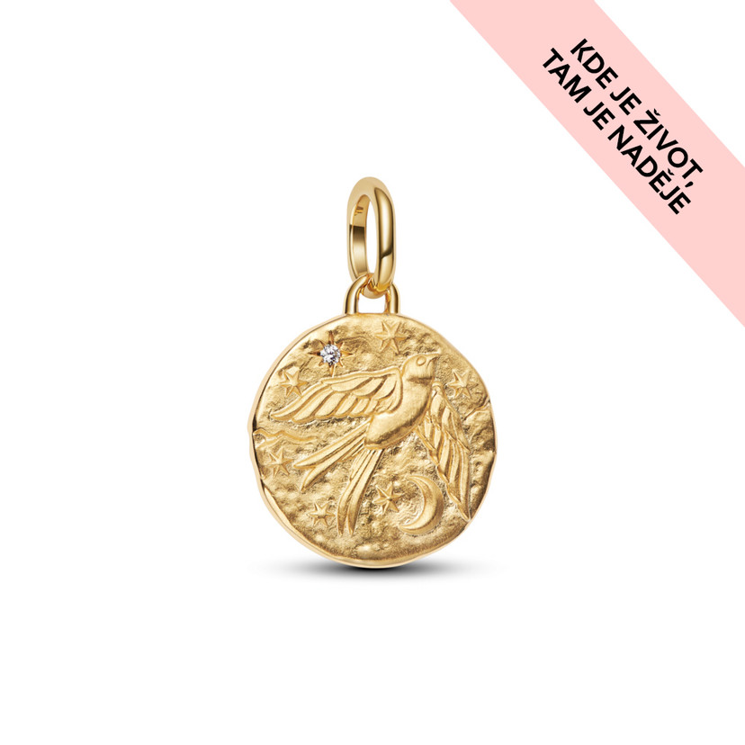 PANDORA pozlacený Medailonový přívěsek Vlaštovka